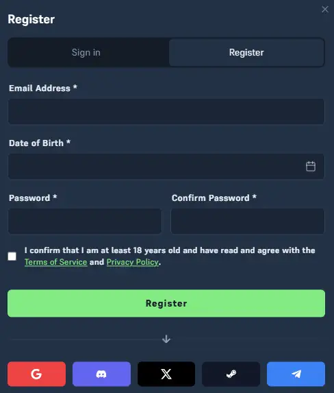 Acebet Registration